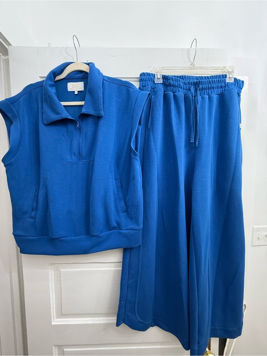 Simply Southern Pants - Simply Southern Bright Blue Wide-Leg Sweatpants Set